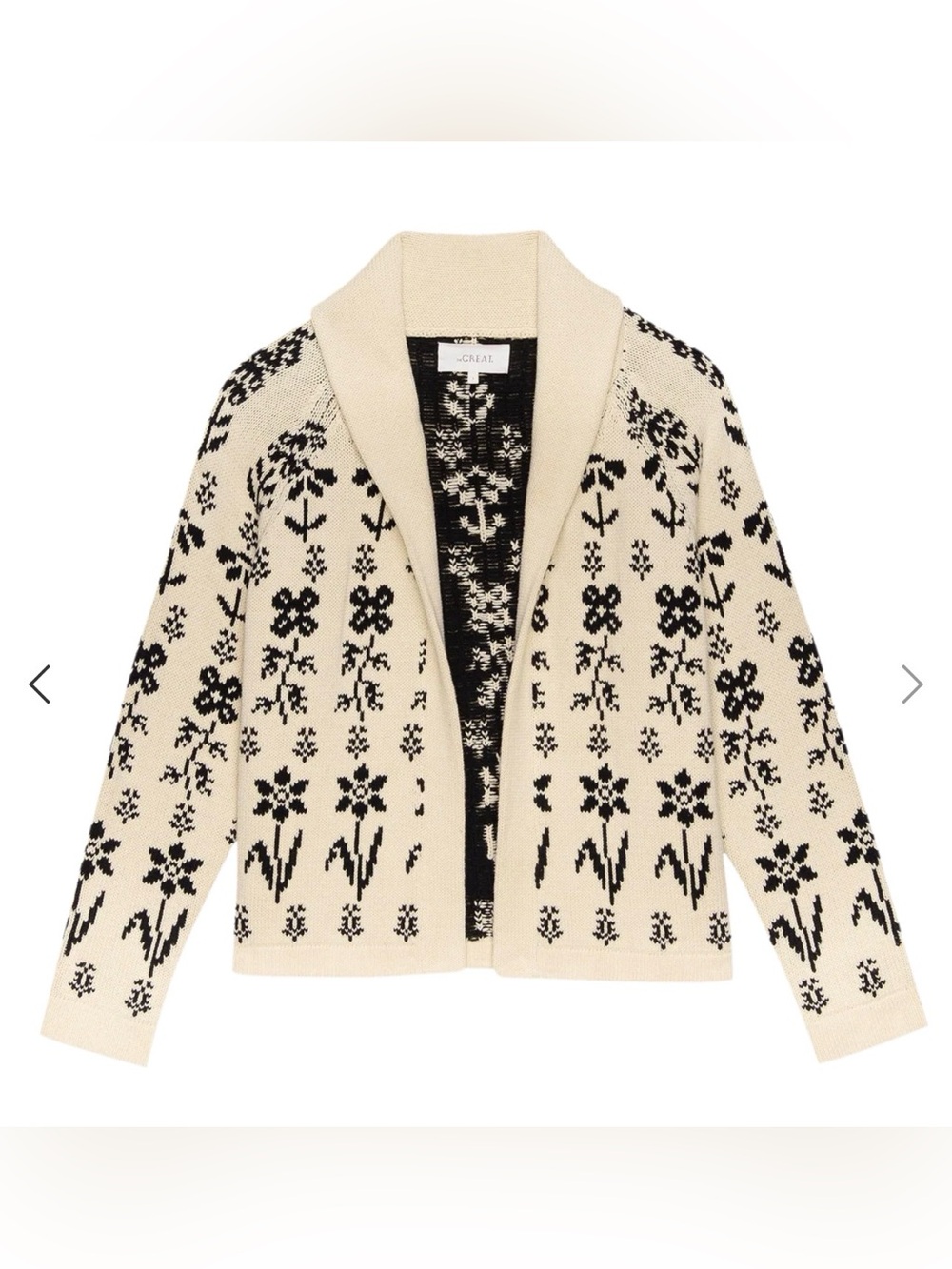 The Great. The Garden Lodge Cardigan Cream and Black Floral Size 2 / Medium - Picture 10 of 10